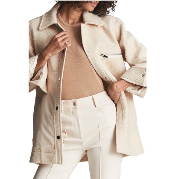 NWT REISS Oversized Boxy Lio Shirt Jacket Shacket in Cream Size 14 US / 18 UK - Picture 14 of 14